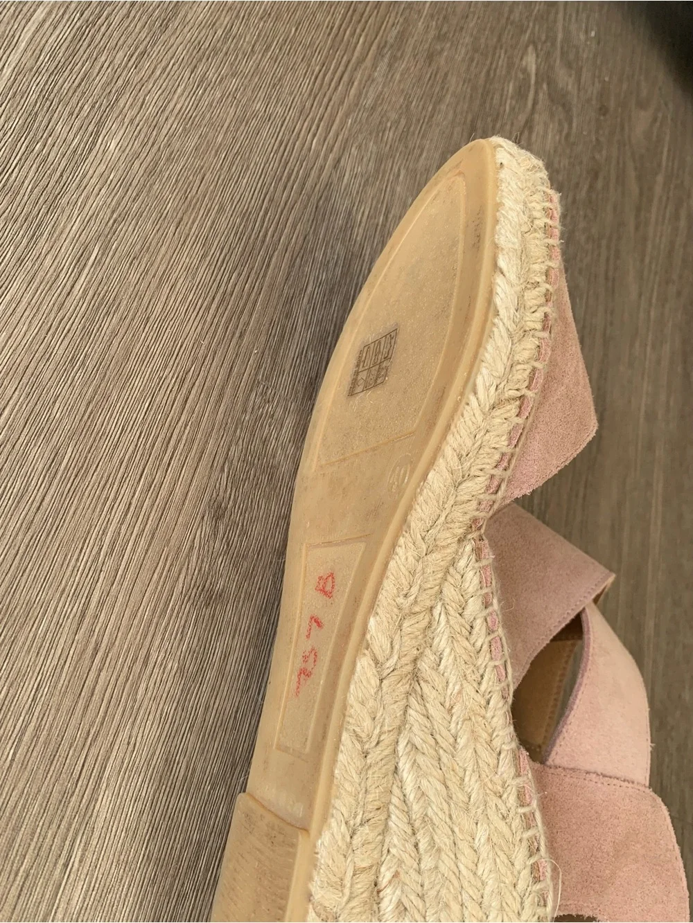 Jutelia Pink Suede Espadrille Wedge Sandals - Size 40